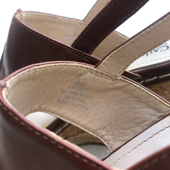 Brown Open toe strapped wicker wedge sandals - Picture 9 of 12